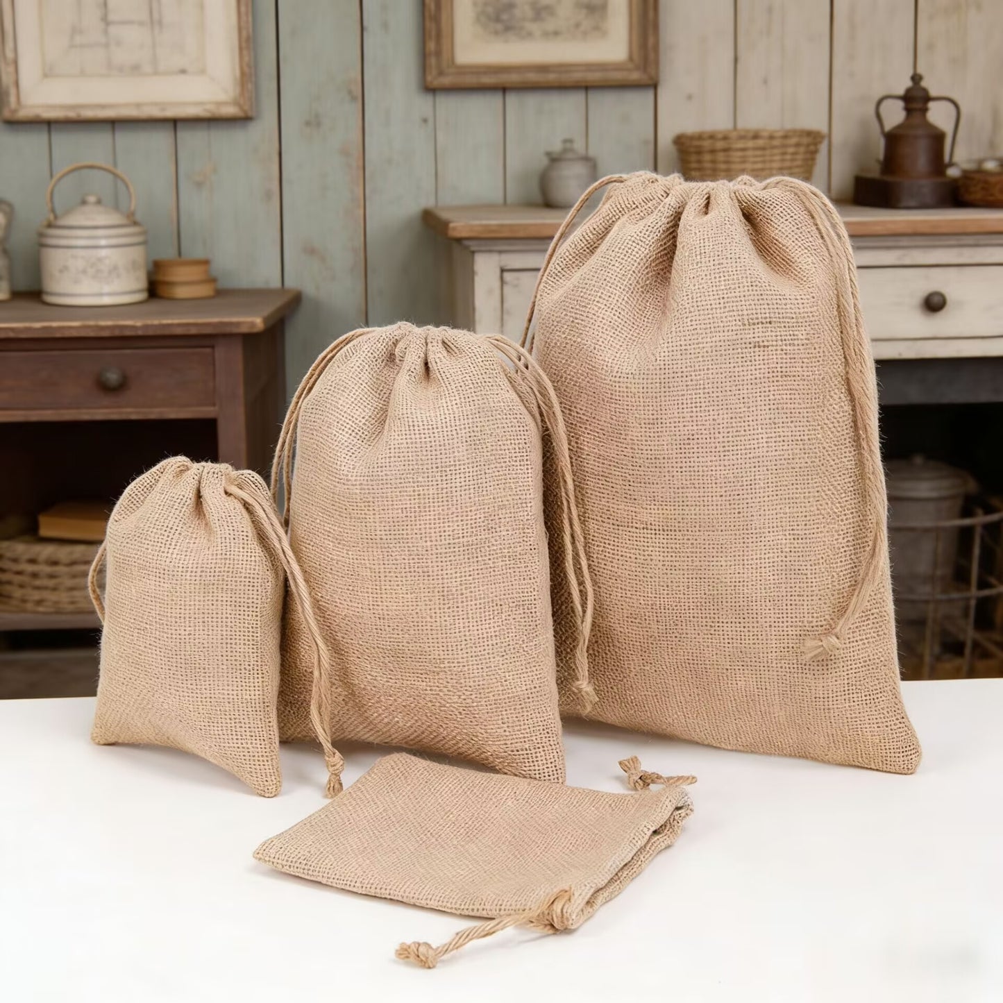 Natural Jute Bags With Drawstring,Rustic Burlap Bags Personalzied,Nut Packaging Bags1000 Pcs Pack